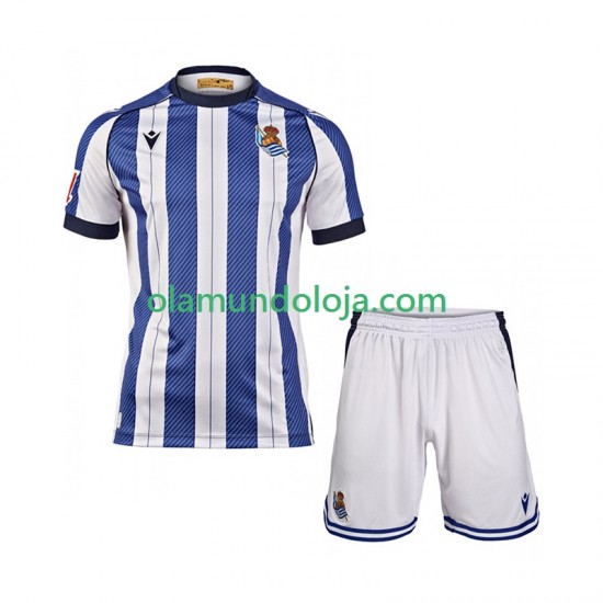 Camisola Real Sociedad Criança Equipamento Primeiro 2025-2026 Manga Curta